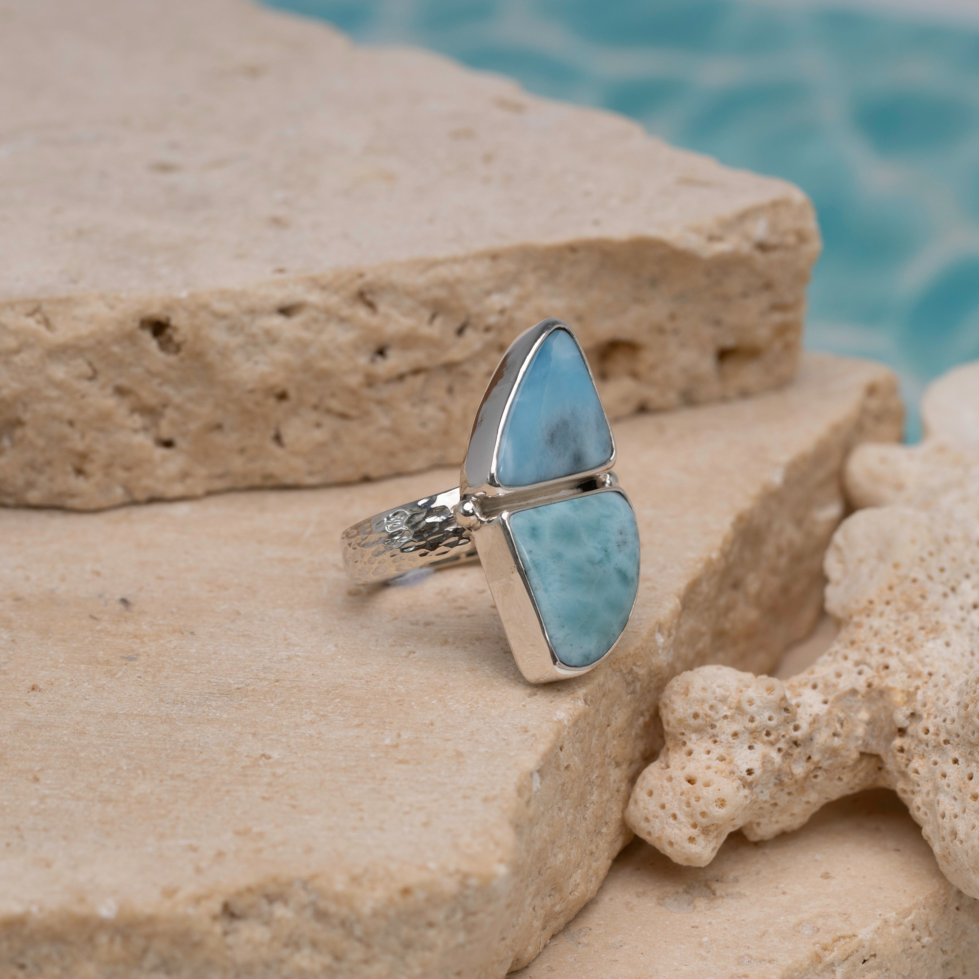 Large Oval Larimar ring- Size 9 -925 Sterling Silver - Dominican Larimar - Calming Stone - healing stone- Statement ring cheapest